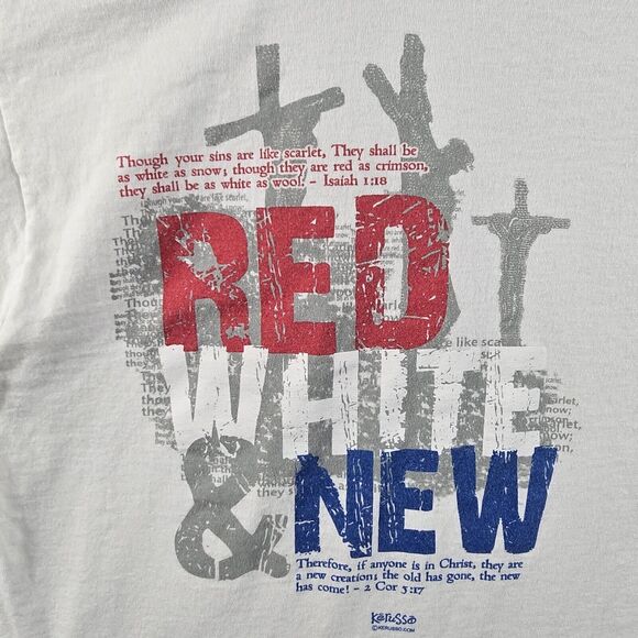 Kerusso Christian Jesus Crucifixion T Shirt Sz Large Red White New Y2k Vtg - Picture 4 of 7